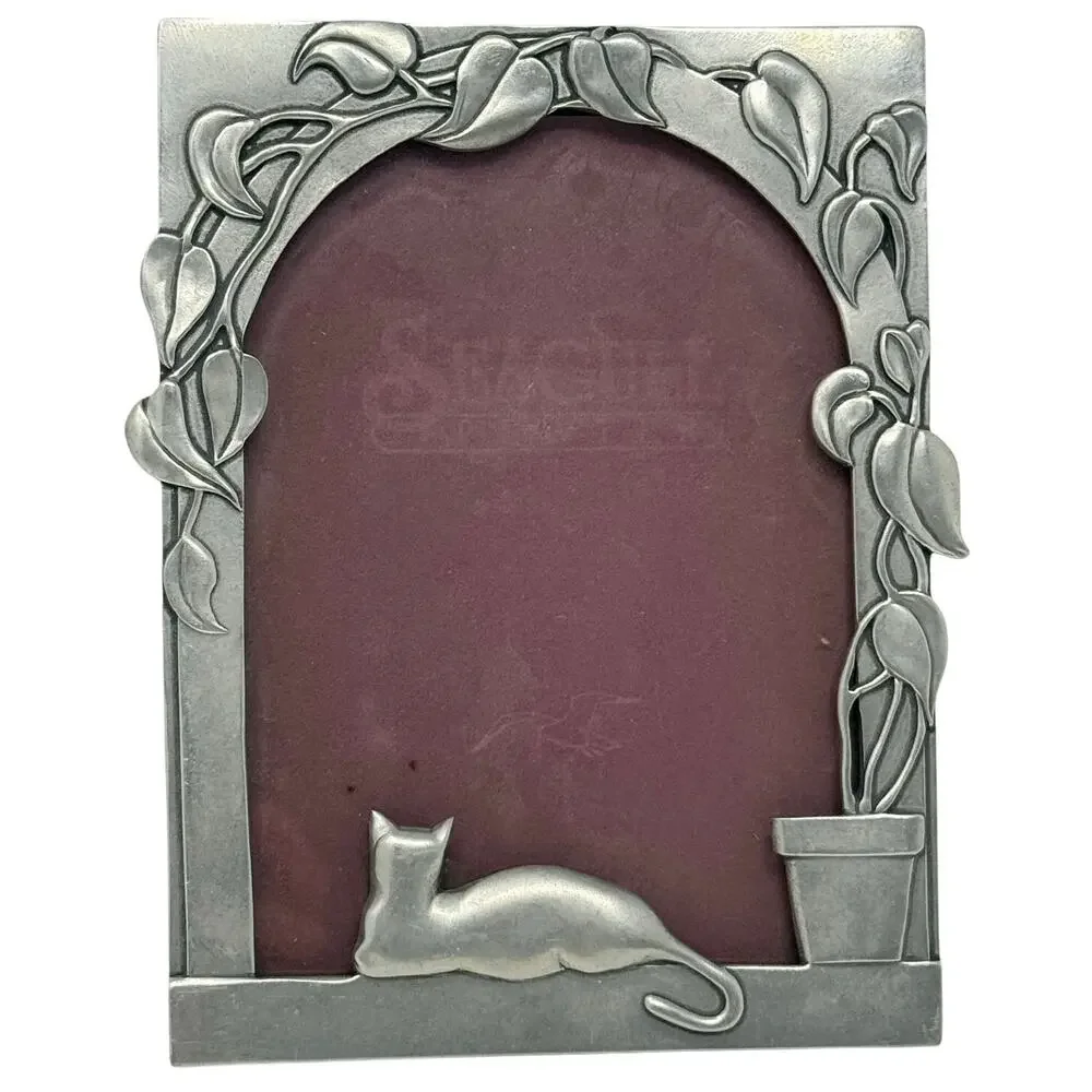 Vintage 80s Seagull Fine Pewter Cat Photo Frame Canada PF207